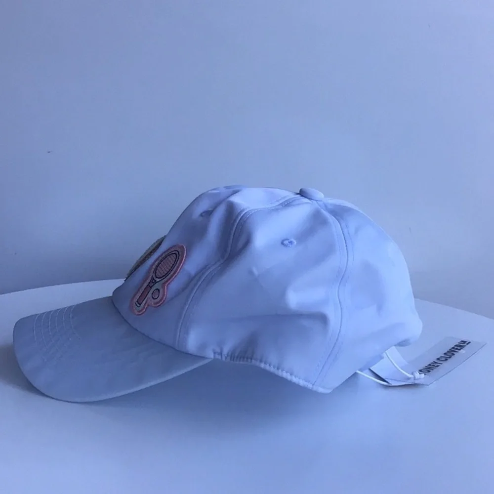 Stoney Clover Lane pastel baby blue nylon baseball cap I heart tennis racket